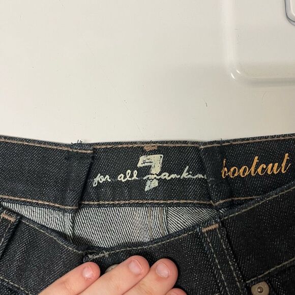 7 For All Mankind Y2K Sparkly Peacock Midnight Mercer Dark Wash Jeans SZ 29 8 - Picture 6 of 7